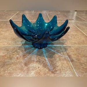 Vintage Viking Glass Blue/Turquoise “EPIC” Bowl/Centerpeice